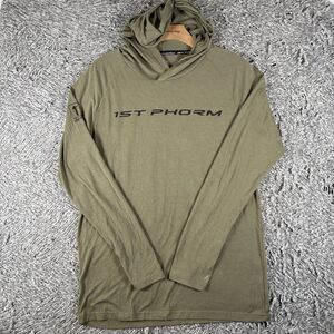1st Phorm Hooded T-Shirt Men's Medium Olive Green Activewear Stretch Gym Running